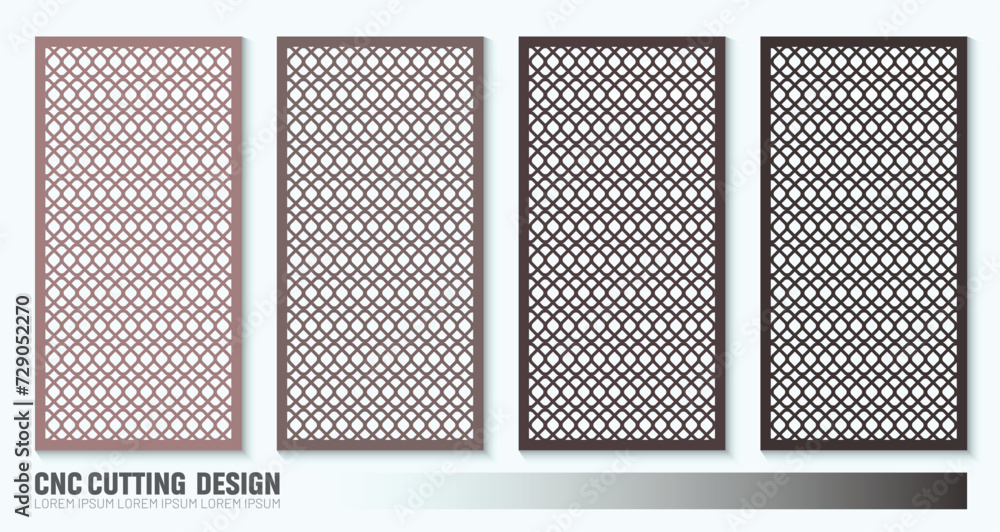 CNC Laser cut panel design. Abstract geometric pattern for woodcut, paper card, metal cutting concept