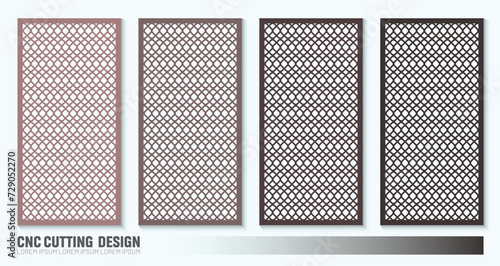 CNC Laser cut panel design. Abstract geometric pattern for woodcut, paper card, metal cutting concept photo