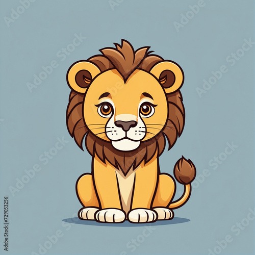 lion cartoon character isolated on simple background.generative AI