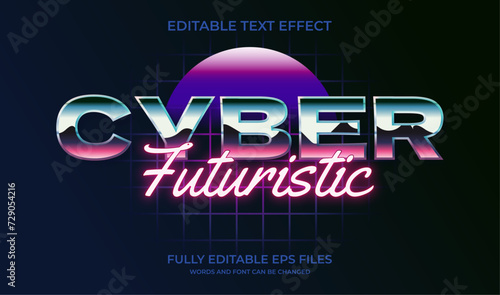 80s retro cyber futuristic editable text effect