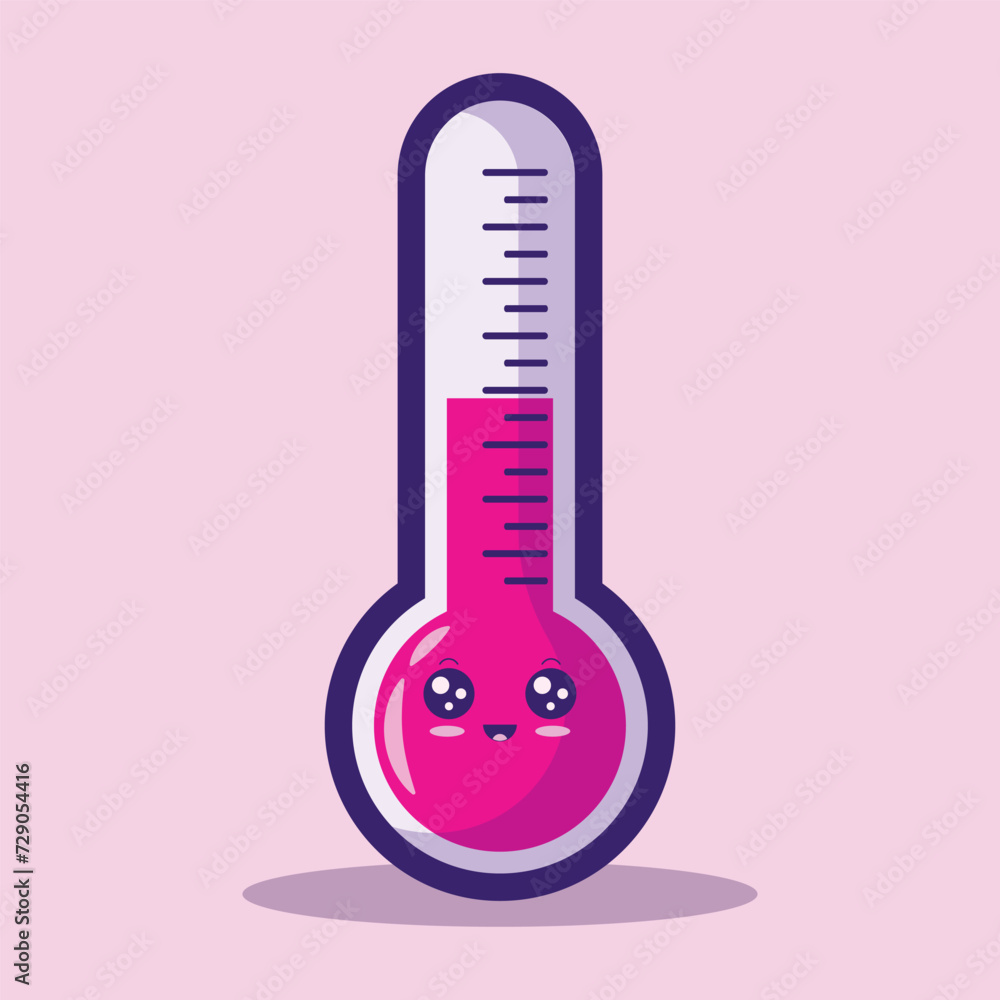 cute kawaii thermometer character cartoon vector icon illustration
