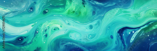 green and blue swirls in a liquid, in the style of textured paint layers, lush landscape backgrounds