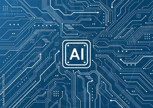 Artificial intelligence chipset on circuit board in futuristic concept technology artwork for web, banner, card, cover. Vector illustration