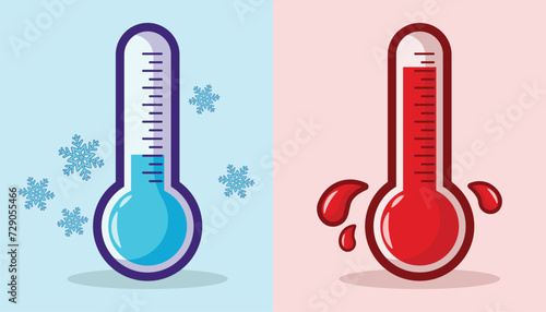 thermometer hot and cold temperature cartoon vector icon illustration