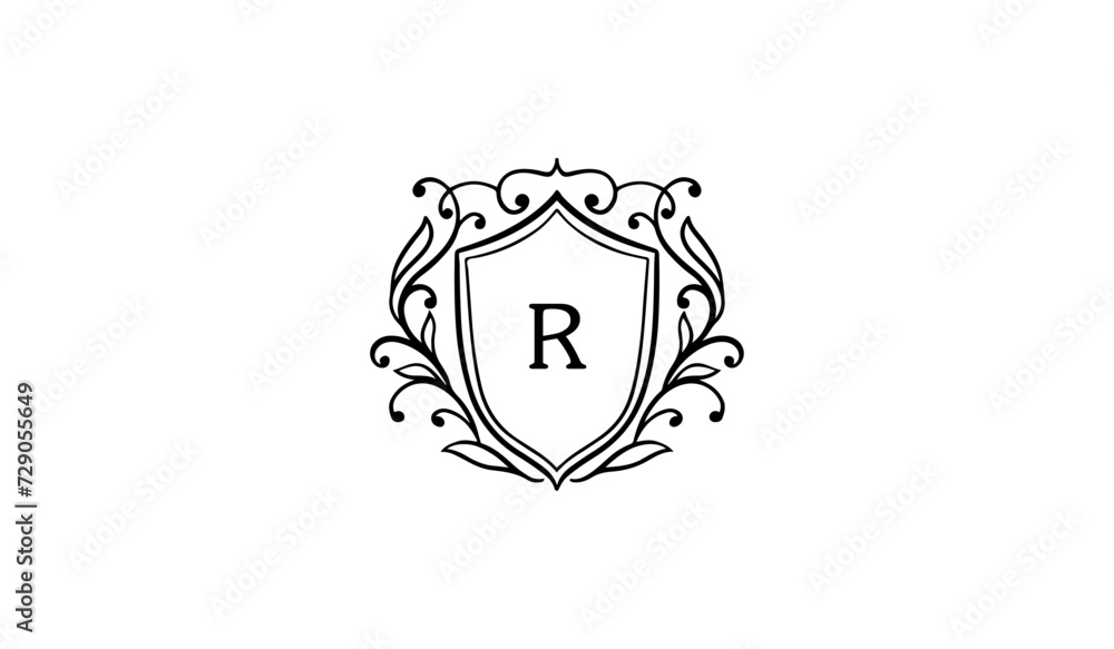 Obraz premium Luxury Alphabetical shield with wings Logo