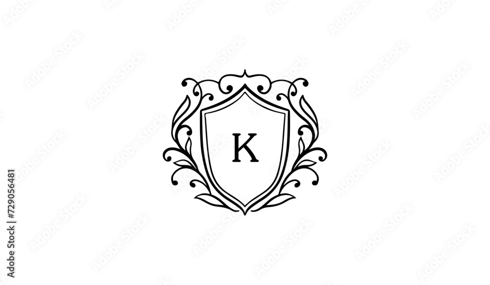 Obraz premium Luxury Alphabetical shield with wings Logo