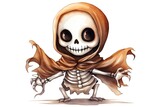 Skeleton in a Halloween costume. Vector illustration on white background.