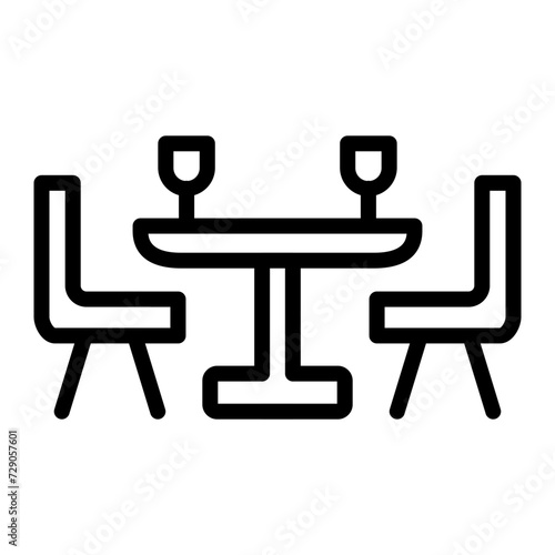 Dinning Table Vector Line Icon