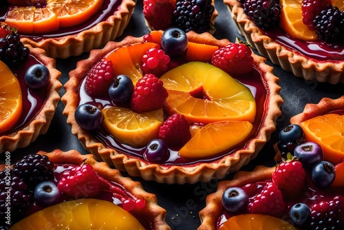 A vivid fruit dessert, with a buttery crust and glossy fruit glaze.