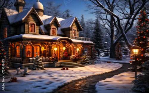 Christmas Decorated Cozy Country House © Bartek
