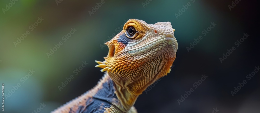 Agama lizard with a beard in the background. Agama lizard with a beard in the background.