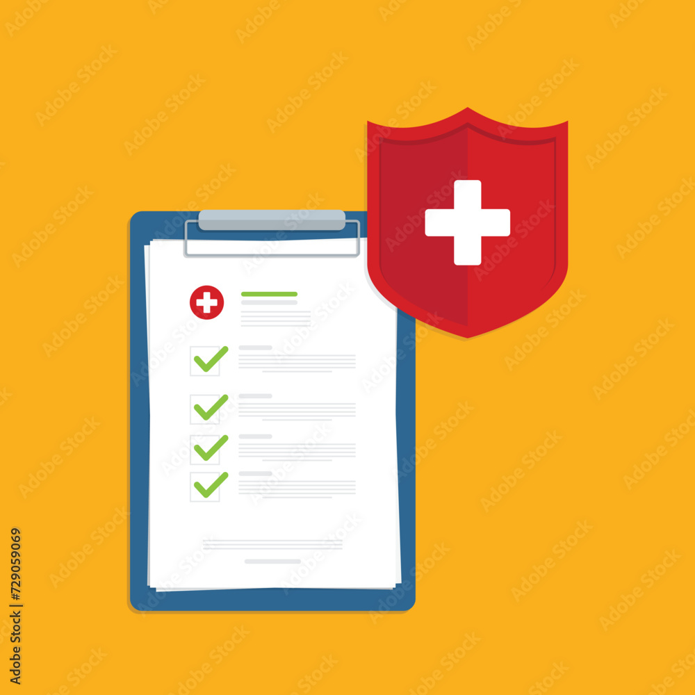 Fototapeta premium Health insurance protection. Healthcare concept. Vector illustration flat design 