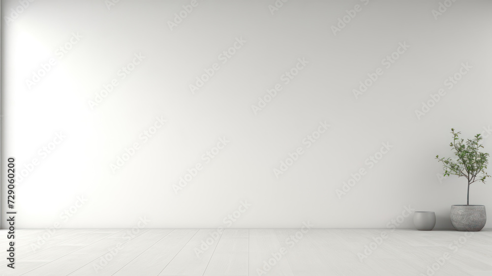 Contemporary minimalist empty interior with blank wall mock up Contemporary minimalist empty interior with blank wall mock up