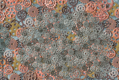 Background of Rusty and Metallic Gears and Cogs