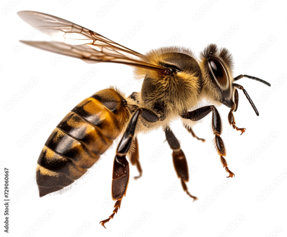 close up portrait of bee insect with cutout design isolated on transparent background, generative eai close up portrait of bee insect with cutout design isolated on transparent background, generative eai