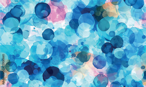 abstract blue watercolor background with bubbles