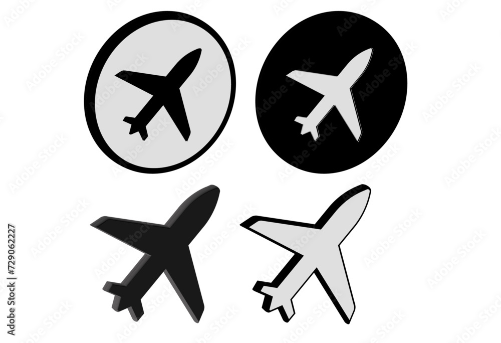 3D Airplane icon symbol vector illustration set. Vector illustration.