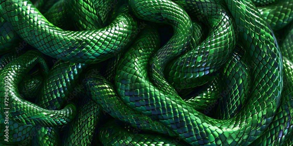 Obraz premium Close-Up View of Vibrant Green Serpents