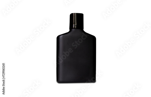 Black bottle isolated on transparent background and PNG file, design mock-up cosmetic men perfume