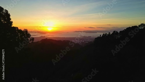 Wallpaper Mural Aerial Drone Fly Above Sunset Skyline at Grizzly Peak Berkeley Hills Summit View Torontodigital.ca