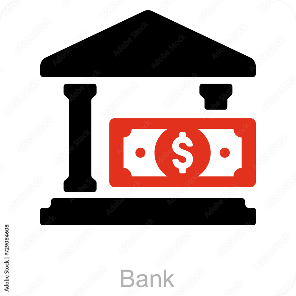 Bank and financial institution icon concept Bank and financial institution icon concept
