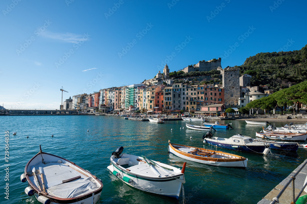 Beautiful coastal town Portovenere in Cinque terre national park, Liguria, Italy