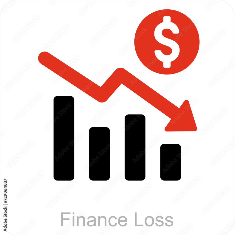 Financial Loss and business loss icon concept Financial Loss and business loss icon concept
