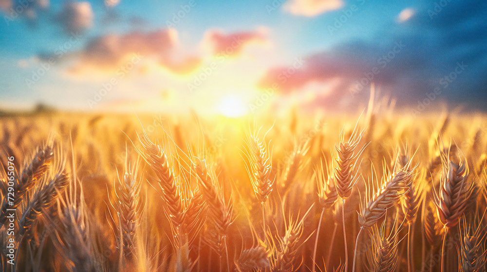Golden Wheat Field, Sunny Agricultural Landscape, Harvest Season Beauty, Rural Farm Scenery Golden Wheat Field, Sunny Agricultural Landscape, Harvest Season Beauty, Rural Farm Scenery