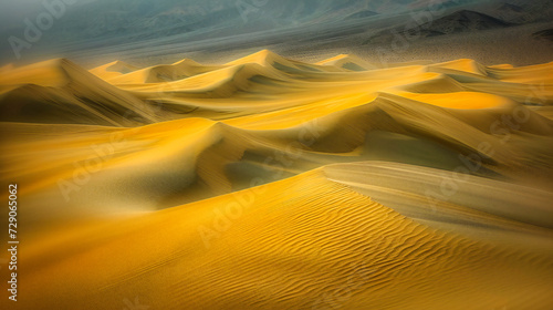Serene Desert Dunes, Warm Sunset Over Sandy Landscape, Tranquil Nature and Adventure Concept © MdIqbal