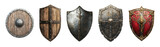 Set of shields isolated on transparent background.
