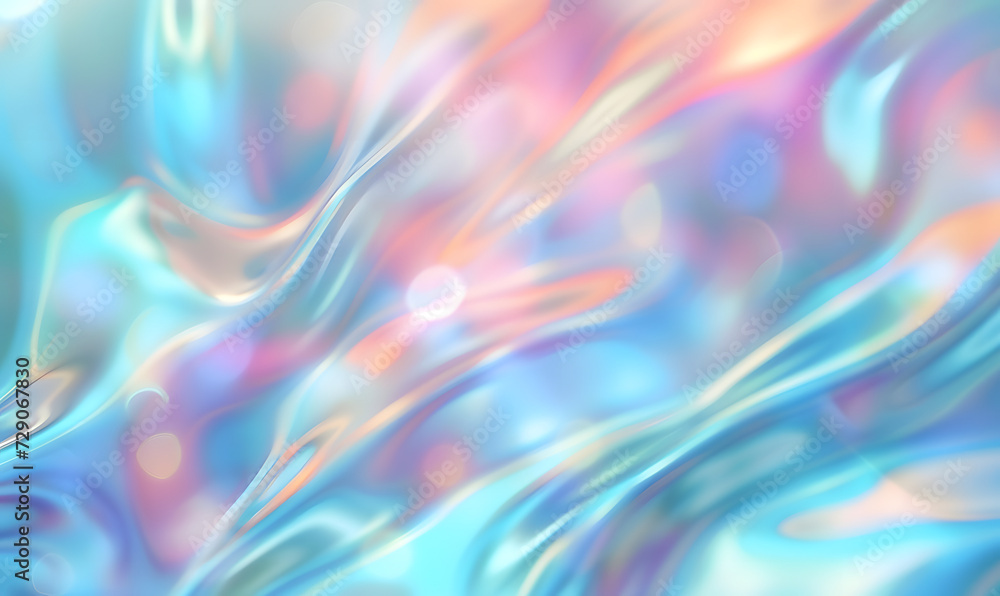 Abstract blue pastel holographic blurred background, Generative AI