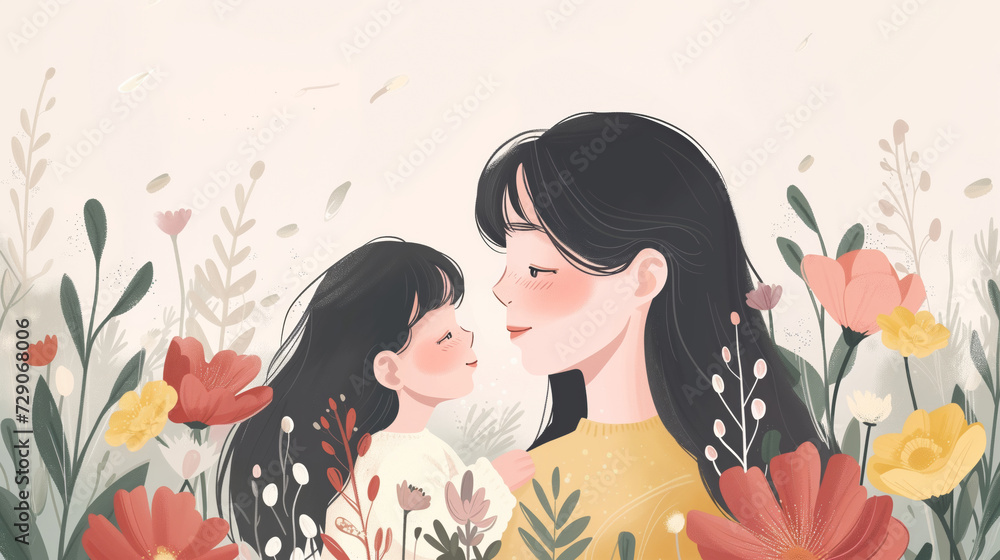 Illustration of mother with her little child for mother's day. Illustration of mother with her little child for mother's day.