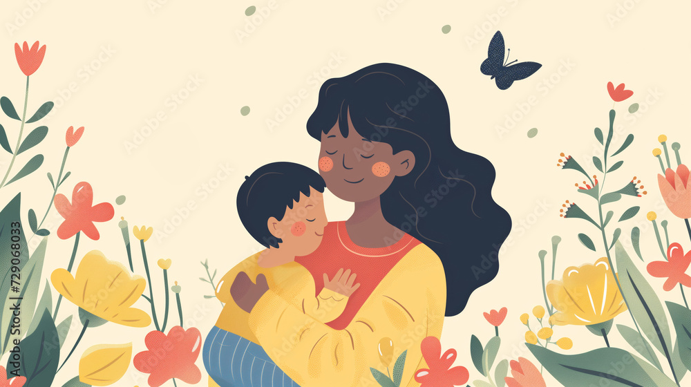 Illustration of mother with her little child for mother's day. Illustration of mother with her little child for mother's day.