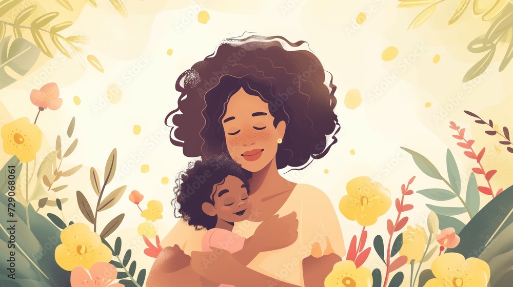 Illustration of mother with her little child for mother's day. Illustration of mother with her little child for mother's day.