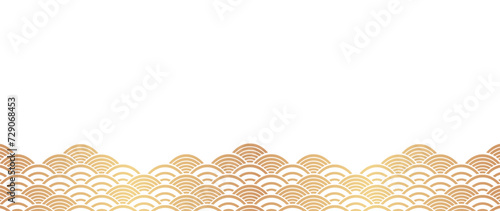 Japanese gold wave background vector. Wallpaper design with gold and white ocean wave pattern backdrop. Modern luxury oriental illustration for cover, banner, website, decor, border.