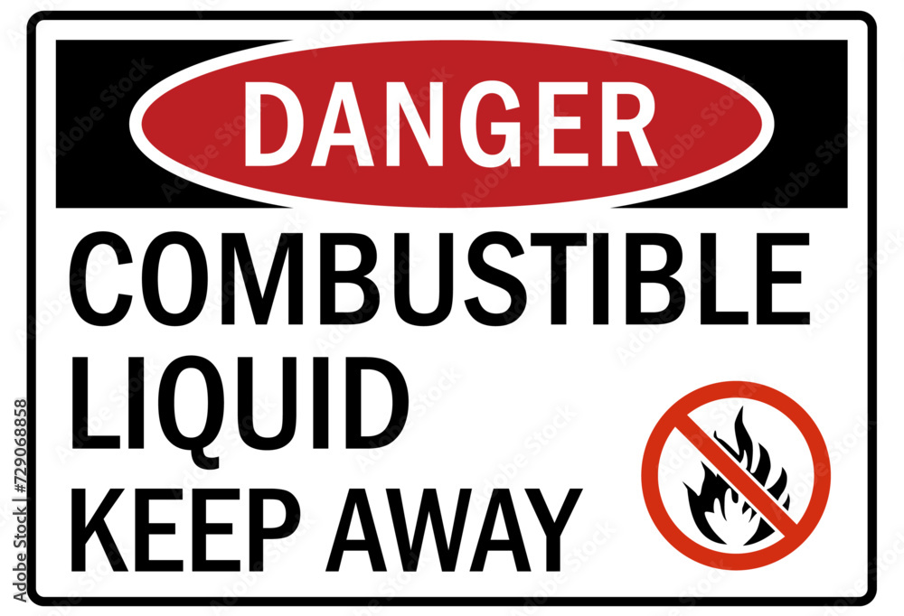 Keep away warning sign combustible liquid