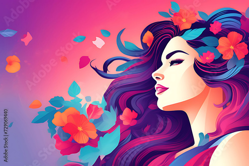Women s Day copy space background for March 8 with colorful flowers.