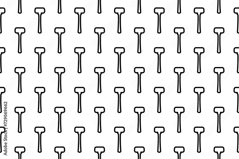 Seamless pattern completely filled with outlines of mallet symbols. Elements are evenly spaced. Vector illustration on white background Seamless pattern completely filled with outlines of mallet symbols. Elements are evenly spaced. Vector illustration on white background