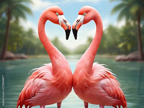 Flamingo making heart photo