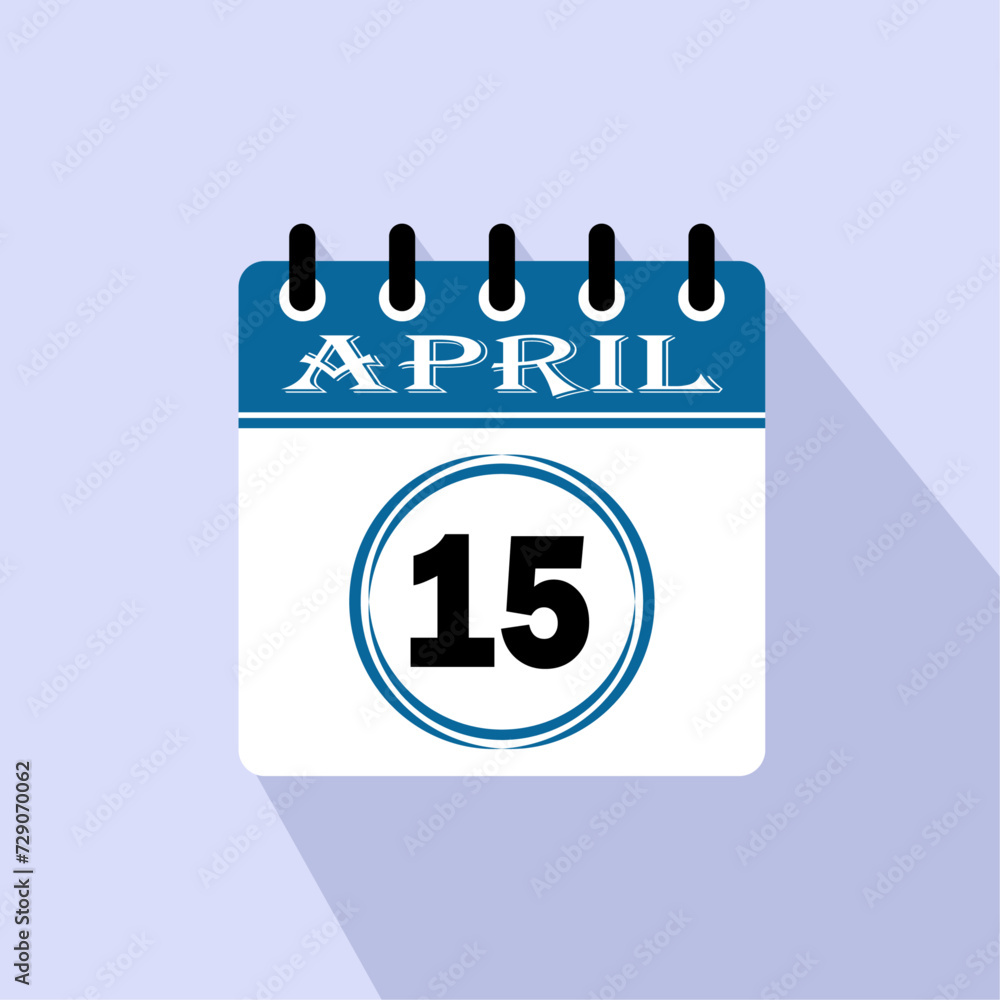 Icon calendar day - 15 April. 15th days of the month, vector illustration. Icon calendar day - 15 April. 15th days of the month, vector illustration.