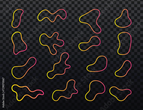 handdrawn abstract blob fluid line shape collection gradients vector 