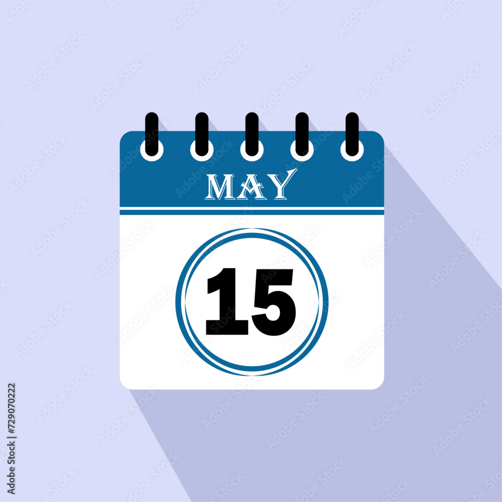 Icon calendar day - 15 May. 15th days of the month, vector illustration. Icon calendar day - 15 May. 15th days of the month, vector illustration.
