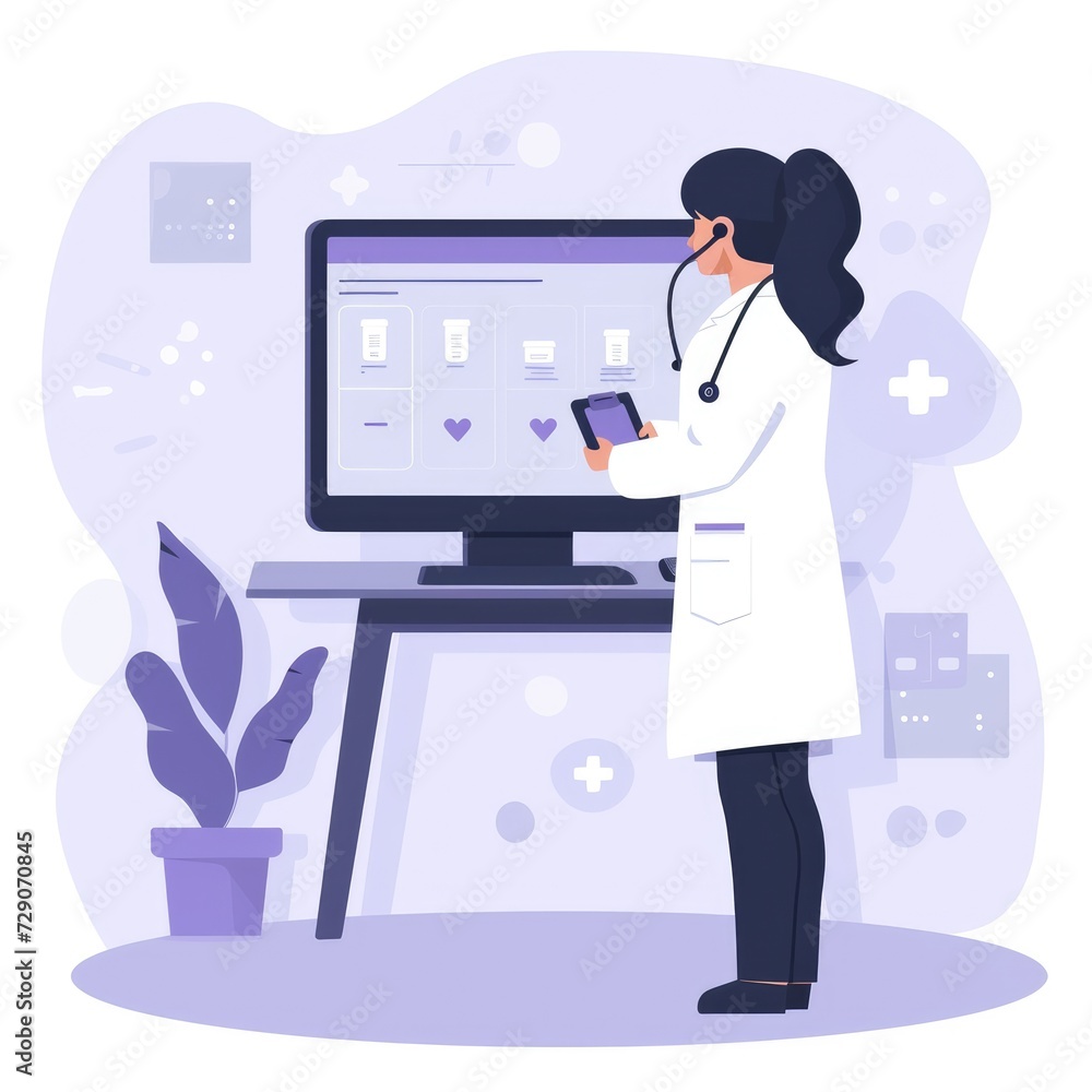 Telemedicine Scene Doctor in Flat Design Telemedicine Scene Doctor in Flat Design