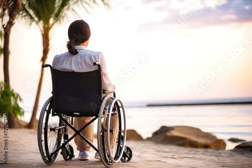 Woman in Wheelchair Admiring Ocean View