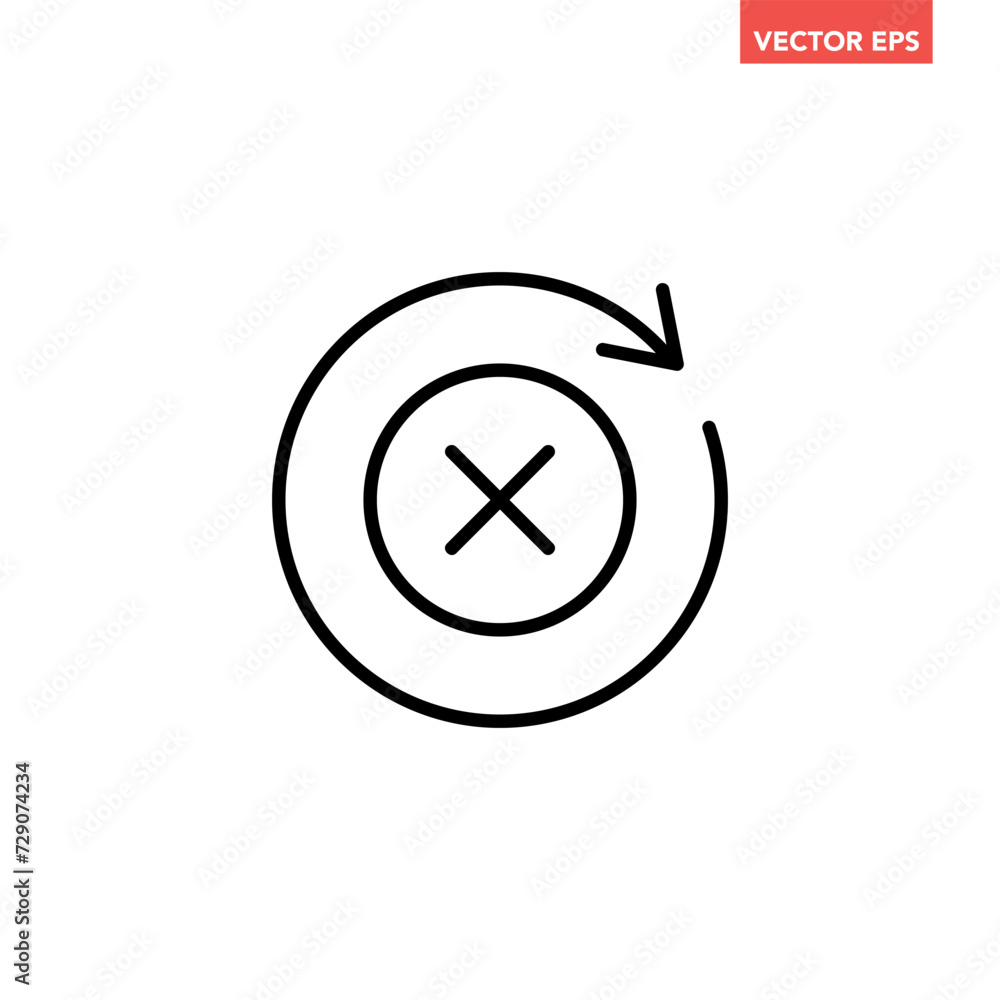 Black round update failed line icon, simple cycle rotating arrow syncing flat design pictogram vector for app logo ads web webpage button ui ux interface elements isolated on white background Black round update failed line icon, simple cycle rotating arrow syncing flat design pictogram vector for app logo ads web webpage button ui ux interface elements isolated on white background