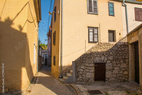 A quiet residential road in the Stari Grad historic centre of the coastal town of Novi Vinodolski  Primorje-Gorski Kotar County  Croatia