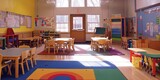 Preschool and daycare concept with plenty of interior space for children to play. Empty with no people