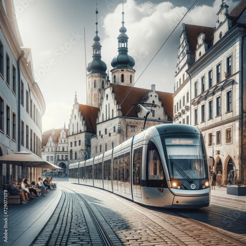 Explore Historical Urban Elegance with Modern Tram Technology in a European City