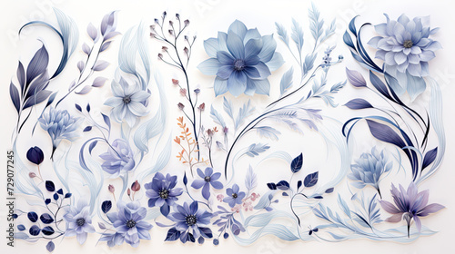 blue flowers white background