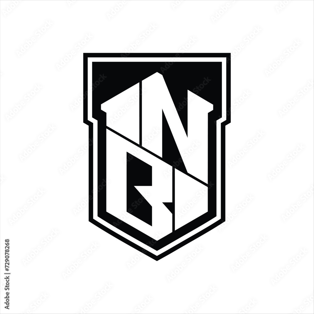 NB Logo monogram hexagon geometric up and down inside shield isolated style design template NB Logo monogram hexagon geometric up and down inside shield isolated style design template